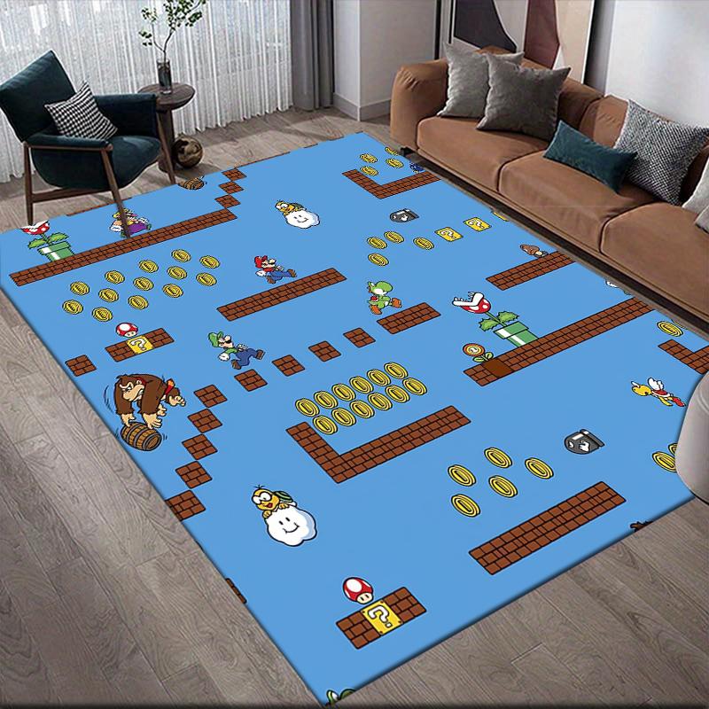 Mario Level Scene Area Rug, Mario Fan Cozy Carpet, Ideal Gift.chl