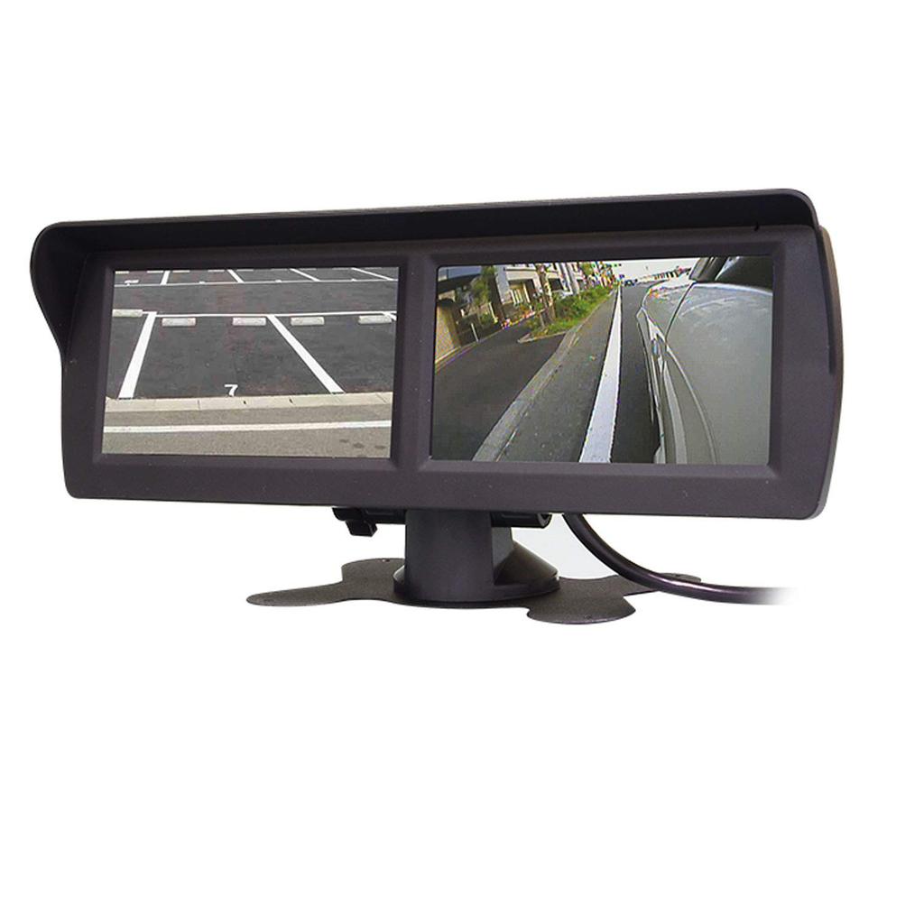 MAXWIN TK433 Twin Monitor, 4.3-inch, 4 Video Inputs, Auto-Switching, Dual-Screen On-Dash Monitor, Sub-Monitor, Backup Camera, Customizable, 12V/24V