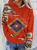 Popular tops, autumn and winter hooded sweaters, European and American women's clothing, ethnic style printed sweaters, women