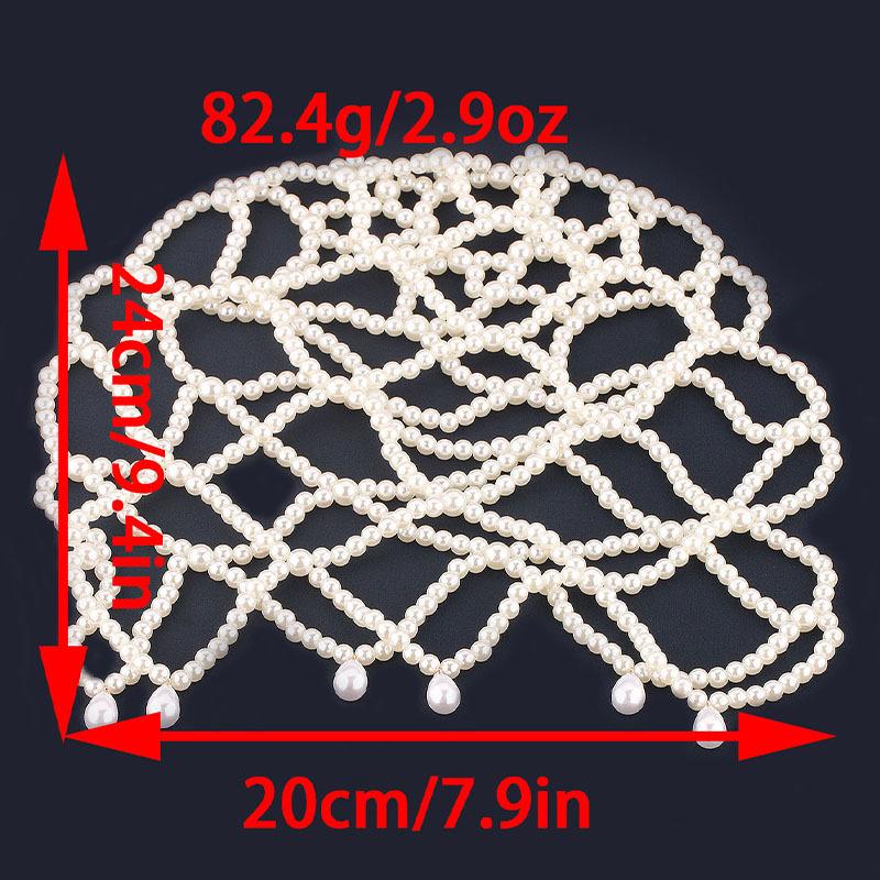 

.1Pc Stylish Pearls Weave Hat Retro Mesh Headdress Imitation Pearl Forehead Chain Headpiece Exquisite Bride Wedding Accessories