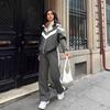 2026 Modisches Colorblock Reißverschluss Hoodie und Jogginghose Set Damen Lässig Sportlich Trainingsanzug 2-teiliges Outfit