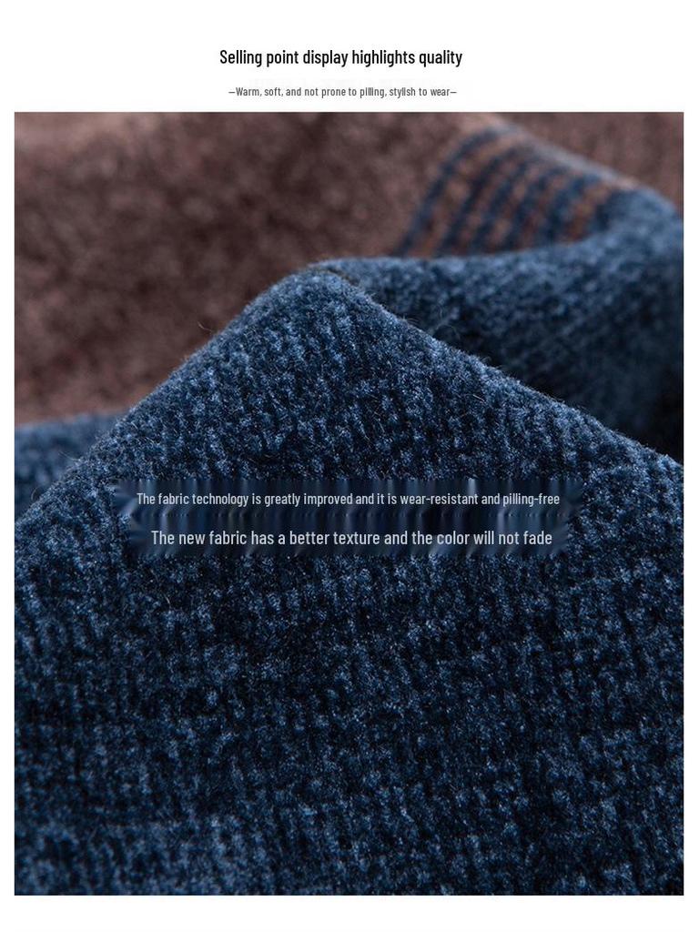 Men's Plus Velvet Thickened Chenille Sweater: Warm Winter Knitwear for Middle-Aged and Elderly Dads