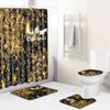 Christmas Shower Curtain Floor Mat Combination Four-Piece Set Kitchen Door Mat Bedroom Living Room Carpet