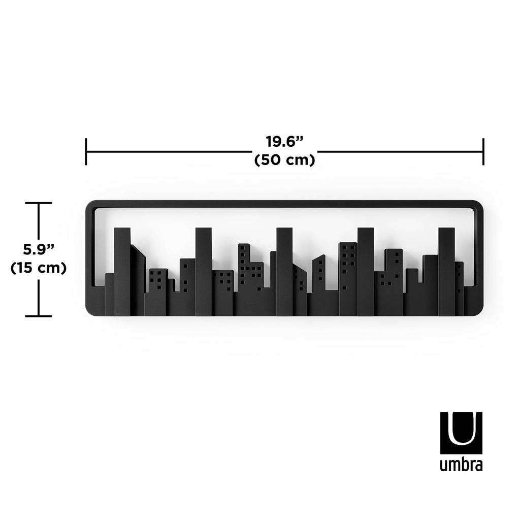 Umbra SKYLINE MULTI HOOK Wall Hook Hanger, Black, 2318190-040