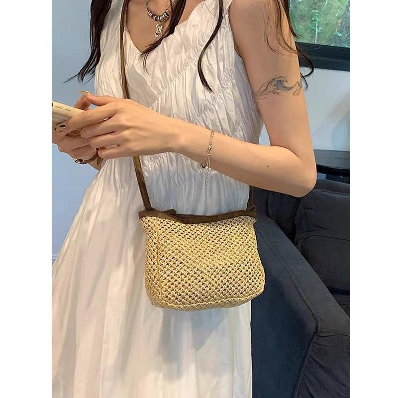 2025 Mini Pastoral Style Woven Crossbody Bag - Fresh Summer Knit Square Design