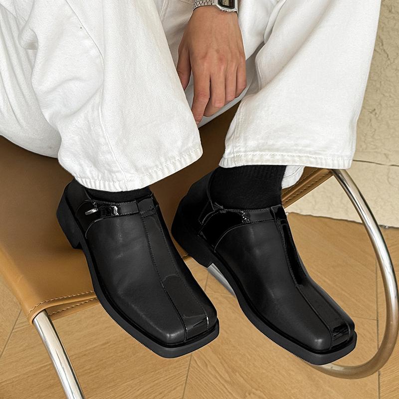 Fashion Fashion Men's Leather Shoes Minimalist British style Party dress Daily Work Office Thick soled high-quality shoes 38-46 Black