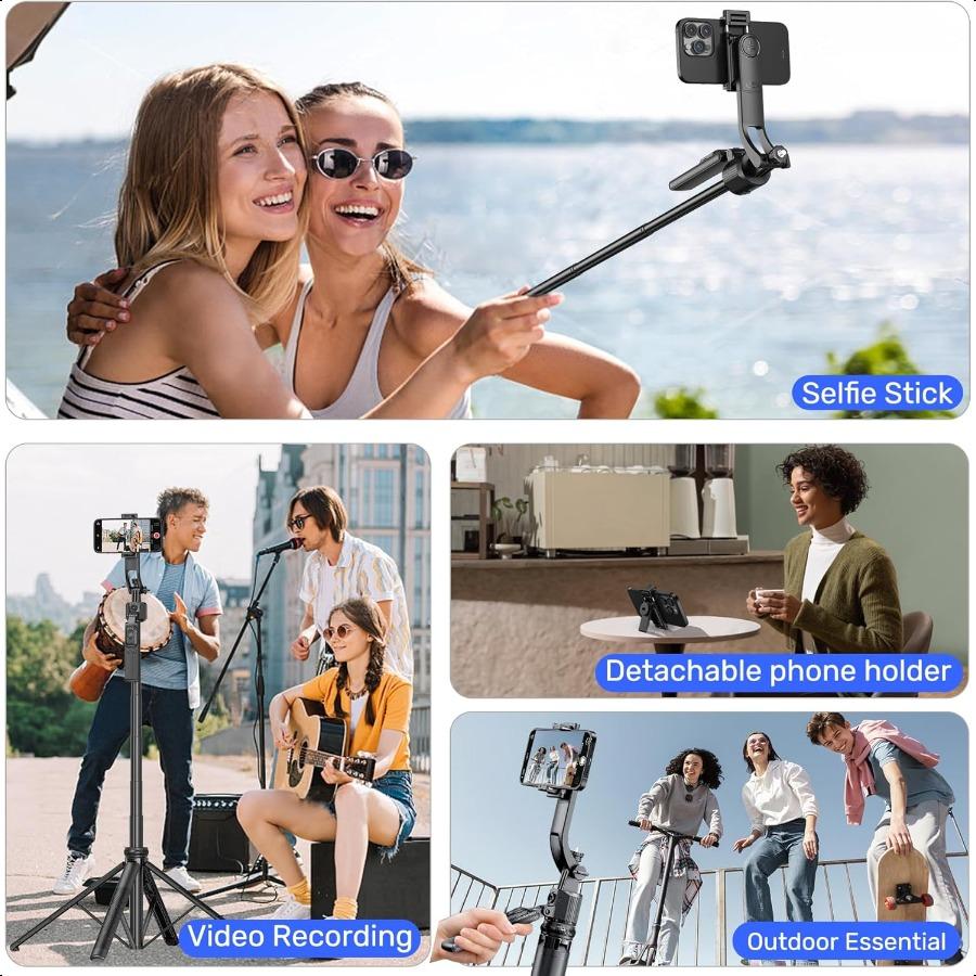 Auto Face Tracking Selfie Stick Tripod for iPhone with Light360 Rotation That Follows Your Movement 63 Phone Camera Tripod Stan