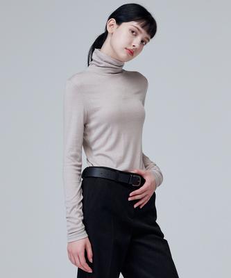 MALOUPE 5101 Wool Blend Roll Neck T-Shirt (Beige)