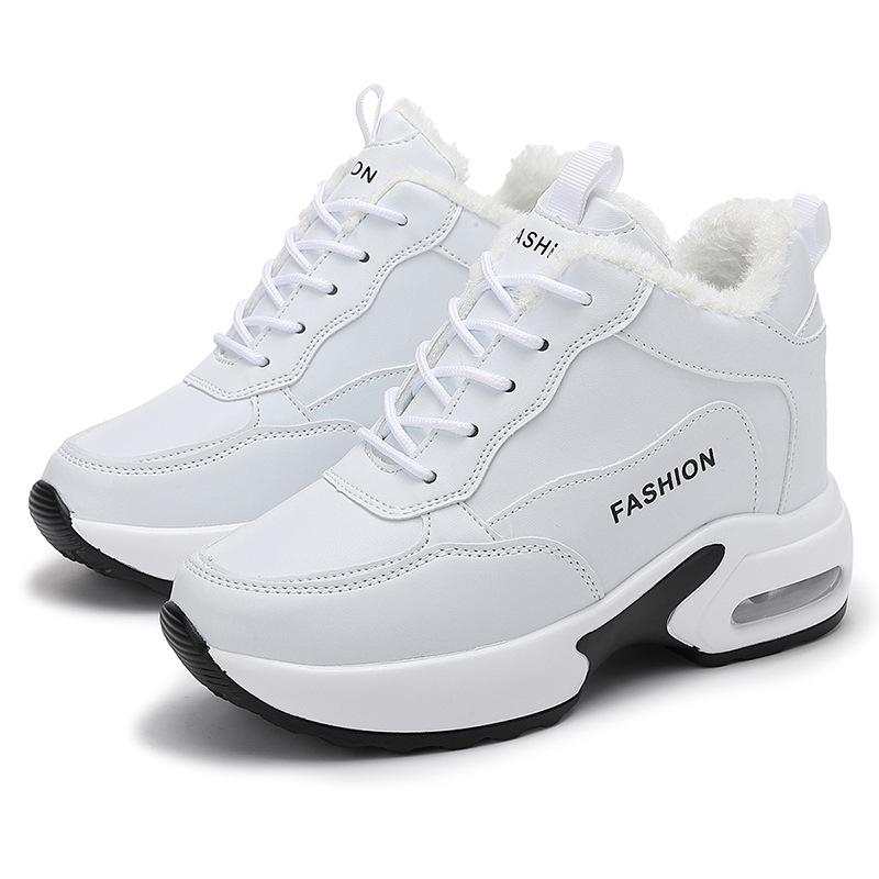 Increase height and show feet in winter Small thick-soled cotton-thickened leather-soled running sneakers