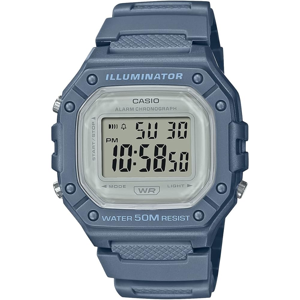 

Casio W-218HC Smoky Color Square Digital Watch Lightweight Waterproof Unisex