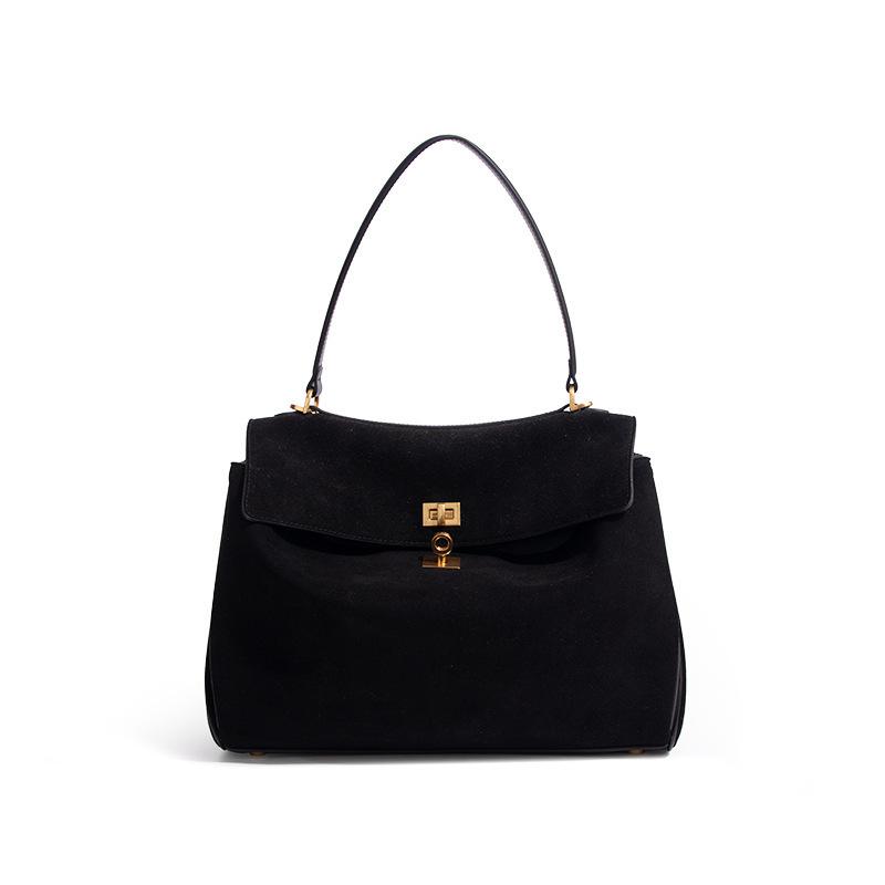 

Кожаная одноплечевая сумка кроссбоди большая сумка легкая роскошь хай-энд сумка под мышкой замшевая для поездок на работу большая вместимость женская сумка-тоут Large 34 * 22 * 12cm чёрный