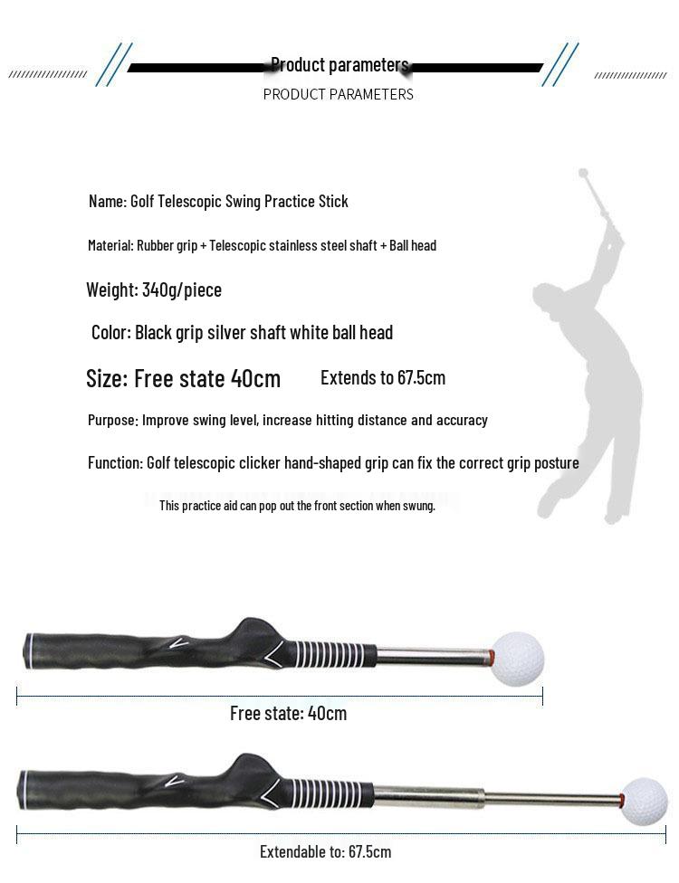 Golf Telescopic Swing Practice Stick: Indoor/Outdoor Training Aid & Accessories