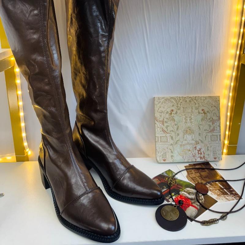 Fashion Fashion Pointed Toe Sleeve Soft Sole Anti-slip Wear-resistant Block Heel Tall Boots