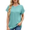 Damen S Einfarbig Rundhals Locker Kurzarm T-Shirt