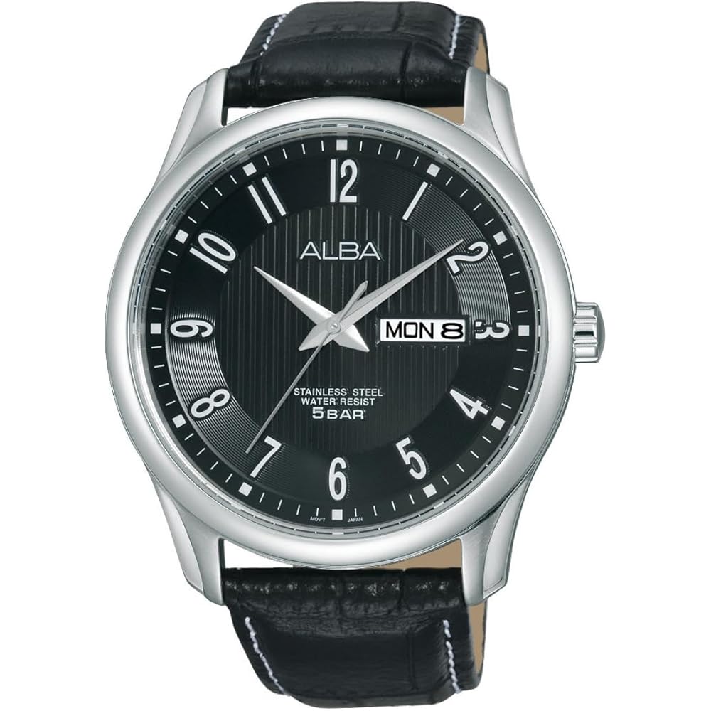 SEIKO Seiko ALBA Alba AV3257X1 Quartz Men s Business Analog Day Date Day Date Calendar Black Leat...