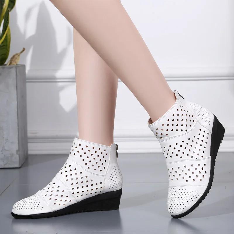  New Summer Woman Sandals Mesh Mid-heel Boots High Heels Wild Net Tide Street Shooting Breathable Women Sandal Dance Shoes