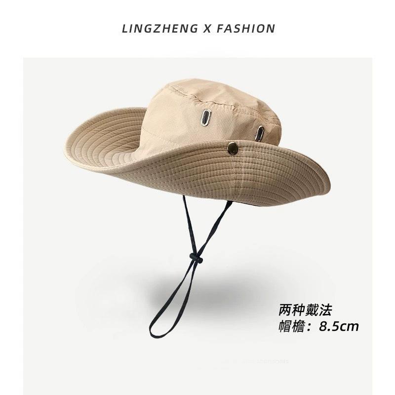 Bucket hat summer sun protection sun hat men's outdoor mountaineering fishing hat face protection neck integrated hat big brim sun hat
