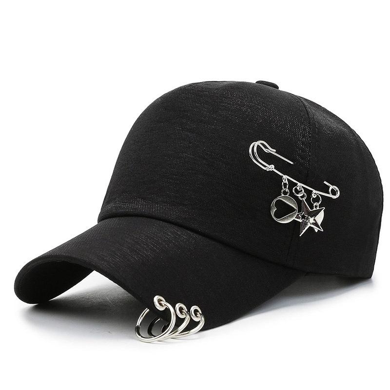 New personalized baseball cap hanging iron ring chain cap spring and autumn black cap blue popular hat