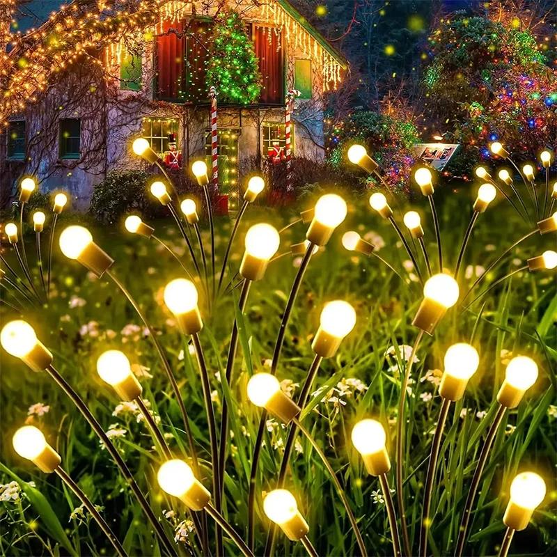 10 LED Solar Firefly Lawn Lights Outdoor Wind-Driven Garden Plug Lamp Decorative Ramadan Festival Lighting for Yard Pathway