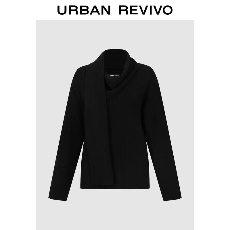 UR 2025 Winter Minimalist Scarf Collar Knit Sweater