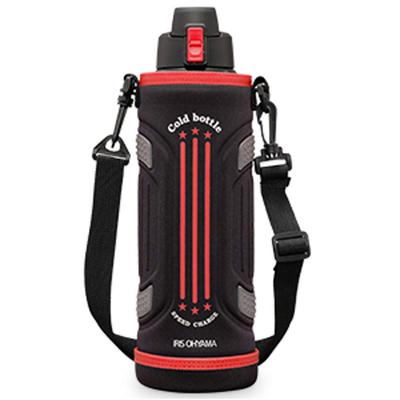 Iris Ohyama Wasserflasche Sportflasche 1500ml Rot Vakuumisolierschicht hält kalt 6 zum direkten Trinken mit einer Hand zu öffnen Mit einem Trageriemen