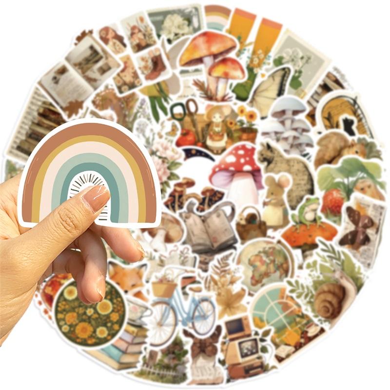 10/30/50PCS Vintage Animal Mushroom PVC Sticker Aesthetic Stationery DIY Decoration Scrapbooking School Supplies