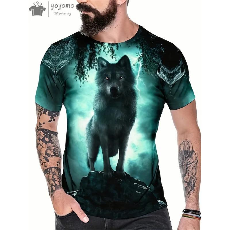 Men's T-Shirts Short Sleeve Beasts Graphic 3D Animal Printed Street Style Man Tops T-Shirt