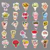50pcs Cartoon Bouquet Flowers Stickers: Waterproof Decorative Stickers for Suitcases & Notebooks