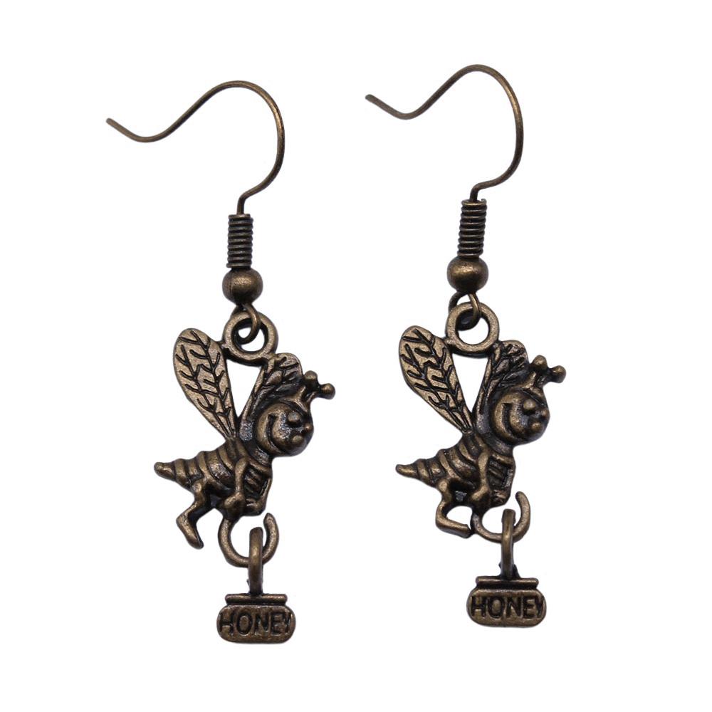 Hängeohrring Biene Wabe Minimalistische Schmuckkomponenten Ohrringgröße 18x19mm QE004