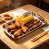 Polished Stainless Steel Dish Serving Plates, Commercial Condiment Snack Kitchen Prep Metal Plates Tray, Grill Baking Steamer Pan for Homemade Noodles