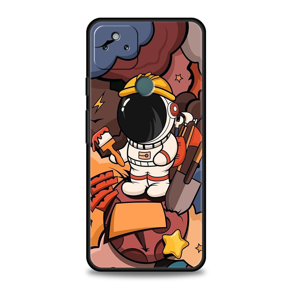 Cartoon Cute Cosmonaut Phone Case Cover for Google Pixel 10 9 8 7 6 9A 8A 7A 6A Pro Shockproof Soft TPU 10 Pro XL Shell Fundas