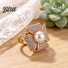 Luxury Scarf Ring Accessory Rhinestone Geometric Ring Sparkling Elegant Faux Pearl Holder Women Decorative Wrap Holder for Neckerchiefs Scarves