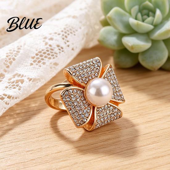 Luxury Scarf Ring Accessory Rhinestone Geometric Ring Sparkling Elegant Faux Pearl Holder Women Decorative Wrap Holder for Neckerchiefs Scarves