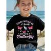 European Sizes A Casual And Stylish Round-Neck T-Shirt for Featuring a Butterfly Letter Pattern And Short Sleeves, Made with Stretchy And Cute Fabric