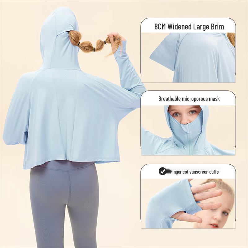 Cape à capuche protection solaire en soie glacée pour enfants