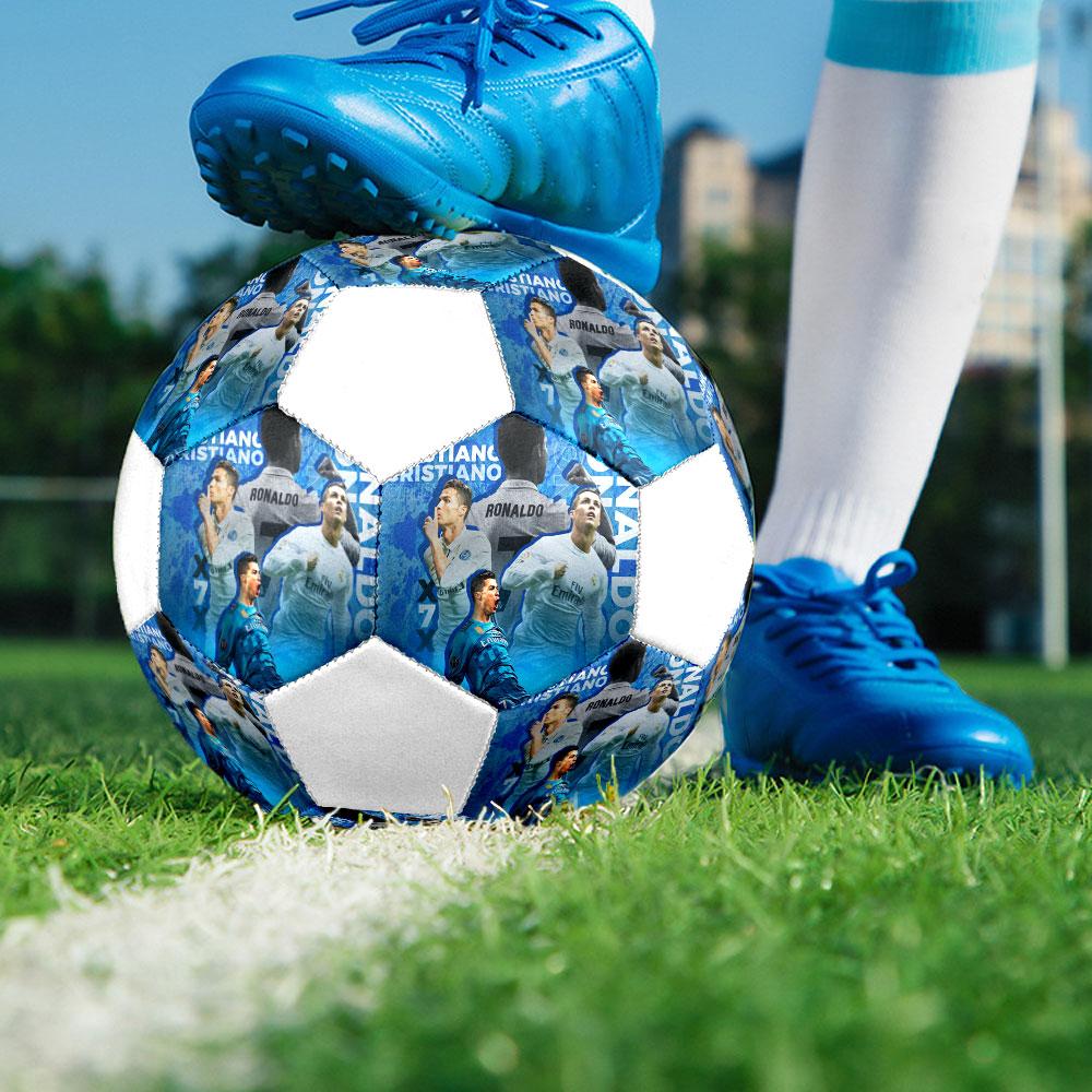Cristiano Ronaldo Size5 Soccer Ball, Colorful, Suitable for All Ages, Machine-stitched, PVC Material, Competition Grade,durable and High Bounce