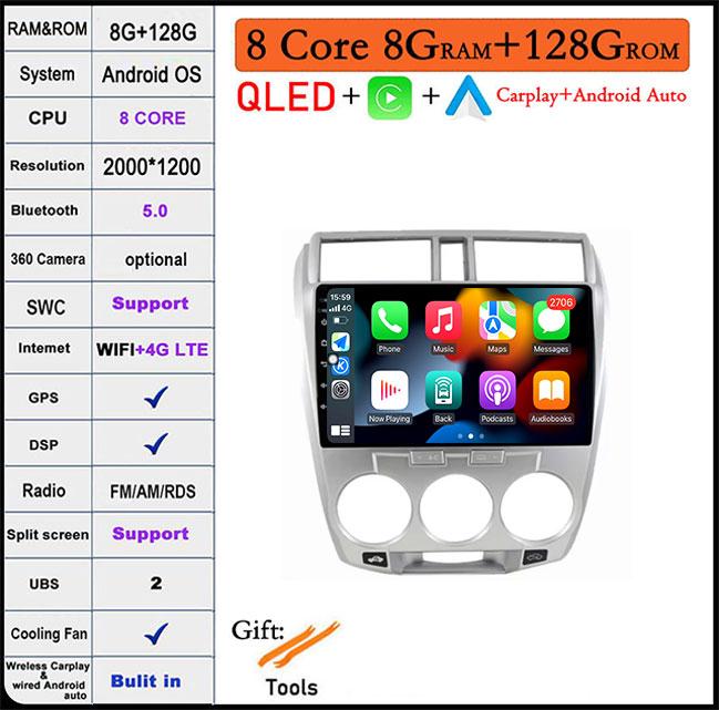 9 Lnch For Honda City 2008 -2013 Car Radio Multimedia Video Player Navigation GPS Head Unit BT
