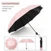 Extra-Large Folding Double Person Sunshade Umbrella with Black Glue Protection