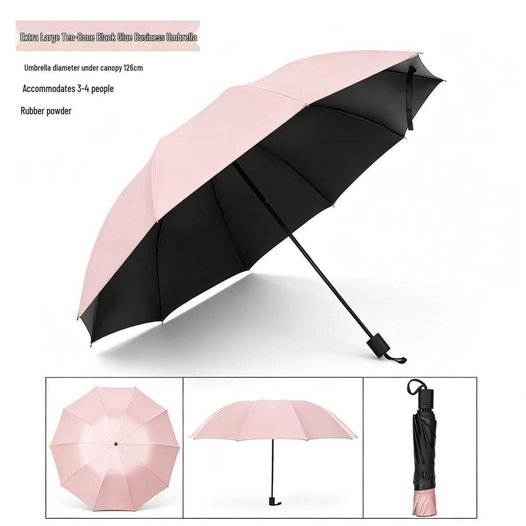 Extra-Large Folding Double Person Sunshade Umbrella with Black Glue Protection