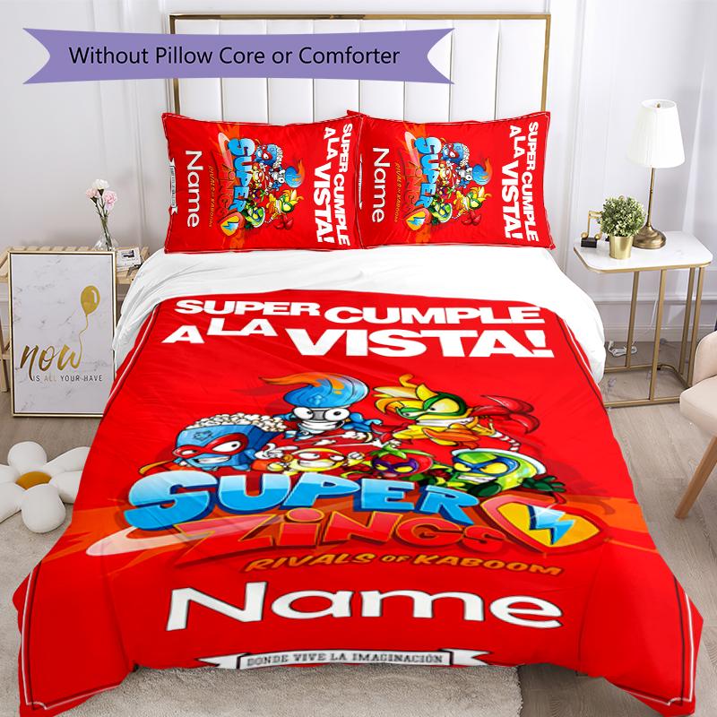 3pcs Custom Name SuperZings Bedding Set Duvet Cover Closure Includes 1 Duvet Cover & 2 Pillowcases for All Seasons Bedroom Decor