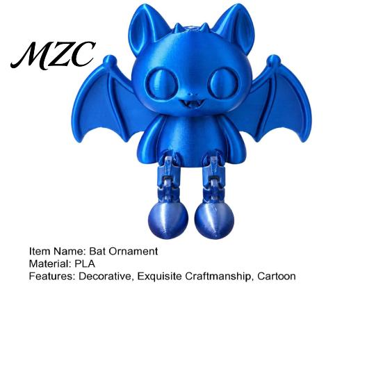 Articulated Bat Toy 3D Printed Figurine, Flexible Cartoon Ornament with PLA Plastic Figurine Movable Joints, Desktop Animal Sitter for Home