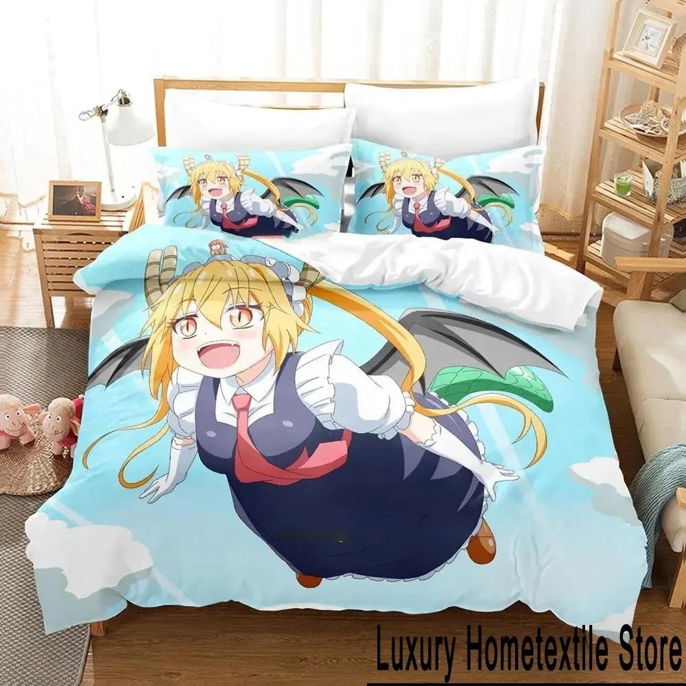 Anime Miss Kobayashi's Dragon Maid Bedding Set Duvet Cover Bed Set Quilt Cover Pillowcase Comforter King Queen Size Boys Adult