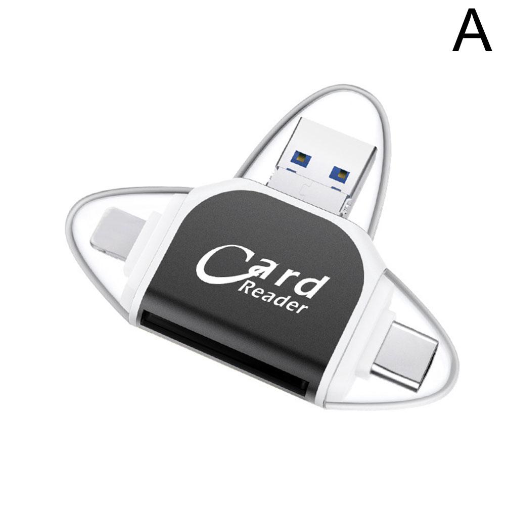 Multifunctional Metal Four-port Two-in-one Card Reader OTG Memory Card Reader Universal For PC Phone Laptop Android Micro/Type-c