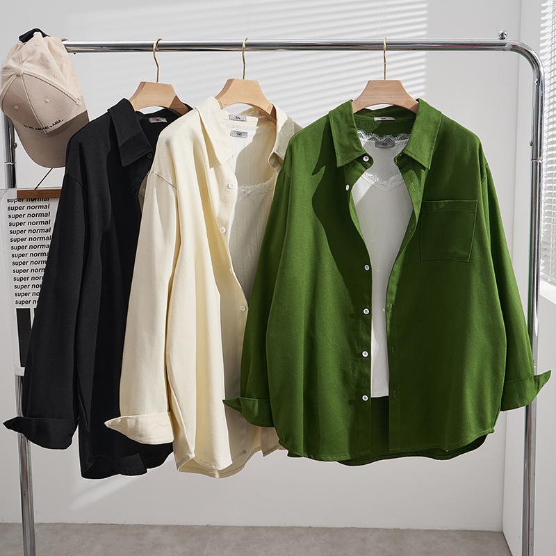 Women Plus Size Cotton Shirt Lapel Long Sleeve Loose Oversized Casual Blouse For Autumn Spring