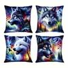 Bunter Wolfskopf bedruckter KissenbezugGeeignet für Sofa Auto Schlafzimmer dekorative Kissenhülle Kissenbezug
