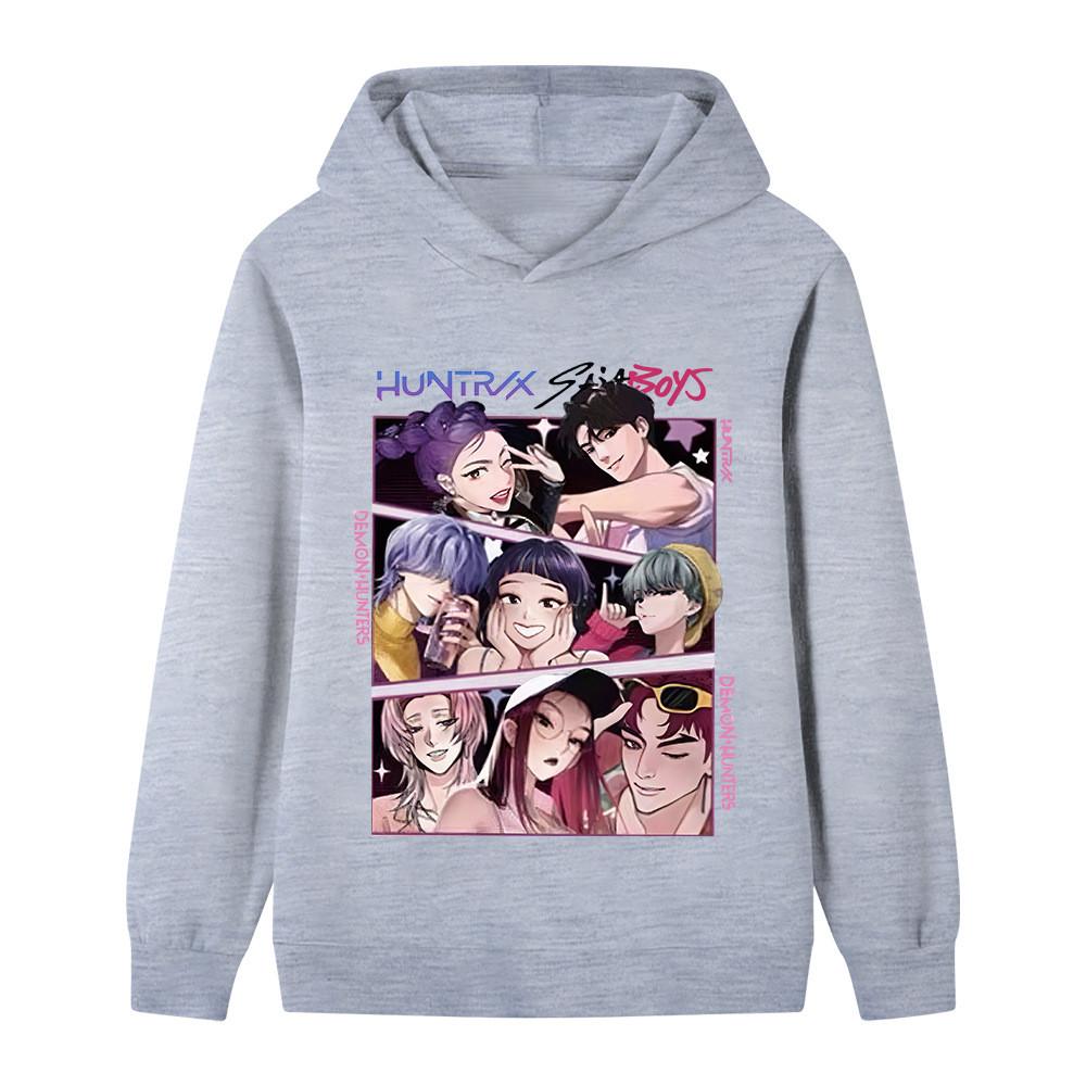 B1224 Kids Boys Girls Sajaboys Kpop Rumi Zoey Mira Print Long Sleeves Hoodie