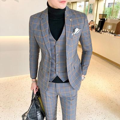 TWO Suit Masculin Fashion Toamna 3buc Blazer+vest+pant Party Business Costum nunta