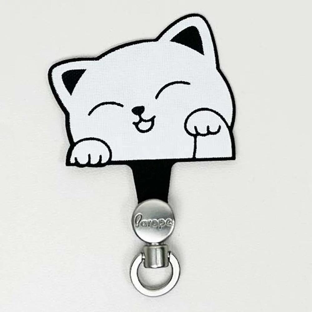Cartoon Panda Phone Tether Tab Safety Connecter Detachable Mobile Phone Gasket Cat Dog Metal Ring Cellphone Lanyard Patch