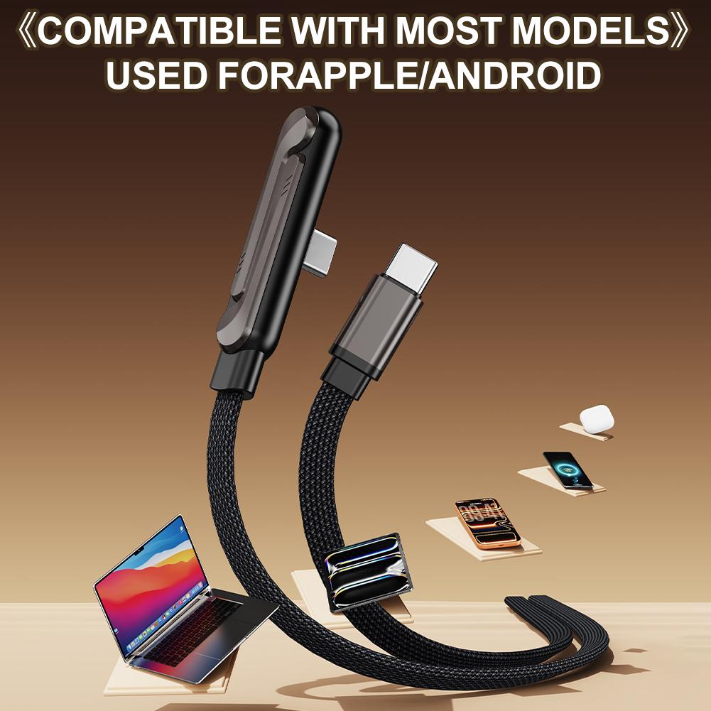 240W 2IN1 Fast Charging Cable With Invisible Holder Folding Phone Stand Type-C To Type-C Data Cable Suitable For Iphone17 Huawei