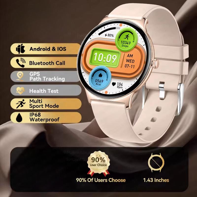 2025 Ny Smartklokke for Kvinner Gave 1,43 Tommers Full Touchskjerm Sports- og Treningsklokker Bluetooth-samtaler Digital Smartklokke Damer